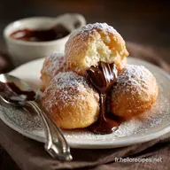 Beignets au chocolat souffl&eacute;s : La recette facile fourr&eacute;e ganache.