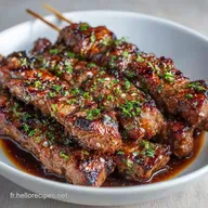 Brochettes de B&oelig;uf au Soja Caram&eacute;lis&eacute;es