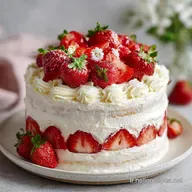G&acirc;teau Fraises Cr&egrave;me Beurre Maison pour 12 Portions