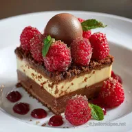 G&acirc;teau truff&eacute; aux framboises Le dessert de haute p&acirc;tisserie maison