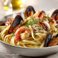 P&acirc;tes aux fruits de mer Linguine Cr&eacute;m&eacute;es au Vin Blanc Style Riviera