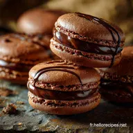 Macarons &agrave; la ganache au chocolat Coque parfaite et ganache velout&eacute;e.