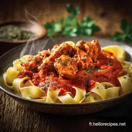 P&acirc;tes au poulet et sauce rouge La recette rag&ugrave; facile et r&eacute;confortante