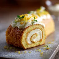 G&acirc;teau roul&eacute; au citron et cr&egrave;me fra&icirc;che P&acirc;tisserie estivale onctueuse