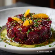 Tartare Betteraves Orange : L&Eacute;l&eacute;gance V&eacute;g&eacute;tale R&ocirc;tie et Sanguine