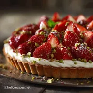 Tarte aux fraises et pistaches Recette facile avec cr&egrave;me intense