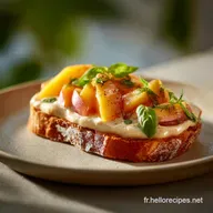 Toast beurre darachide p&ecirc;che et basilic Laudace du toast cr&eacute;meux