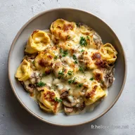 Tortellini au Fromage et au Steak Sauce Provolone : Le Gratin R&eacute;confortant