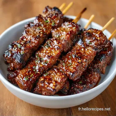 Brochettes de B&oelig;uf au Soja Caram&eacute;lis&eacute;es Fiche recette