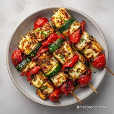Brochettes Halloumi L&eacute;gumes en 30 Min Fiche recette