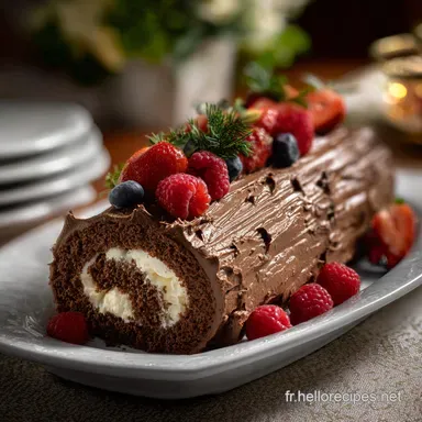 B&ucirc;che de No&euml;l: Biscuit Velout&eacute; et Ganache Fiche recette