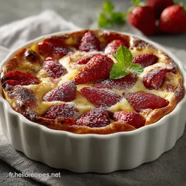 Clafoutis l&eacute;ger aux fraises : Recette facile et a&eacute;rienne sans beurre Fiche recette