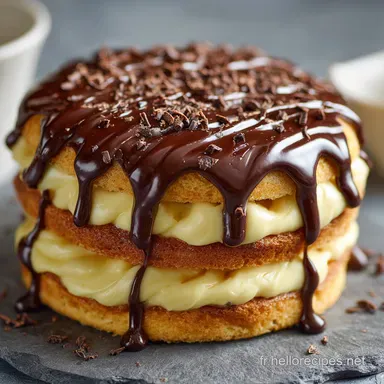 Cookies Boston Cream Pie fourr&eacute;s cr&egrave;me p&acirc;tissi&egrave;re gla&ccedil;age miroir Fiche recette