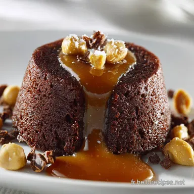 G&acirc;teau au chocolat cacahu&egrave;tes et caramel : Moelleux, coulant et gourmand Fiche recette
