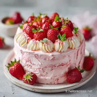 G&acirc;teau Fraises Cr&egrave;me Beurre Maison pour 12 Portions Fiche recette