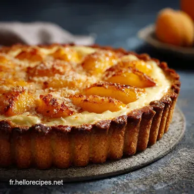 G&acirc;teau &agrave; la p&ecirc;che et &agrave; la cr&egrave;me p&acirc;tissi&egrave;re : Tarte gourmande croustillante Fiche recette