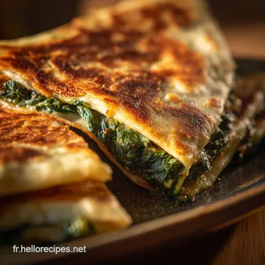 Gozleme turc Crpes au Feta Épinards Le secret de la pâte ultrafine Fiche recette