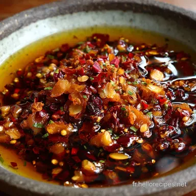 Huile de piment &agrave; lail Chili Oil Recette facile ail croustillant Fiche recette