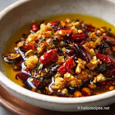 Huile de piment &agrave; lail Chili Oil Recette facile ail croustillant