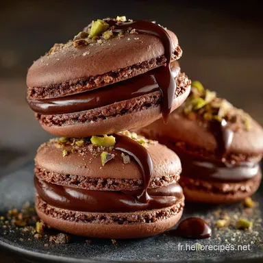 Macarons &agrave; la ganache au chocolat Coque parfaite et ganache velout&eacute;e. Fiche recette