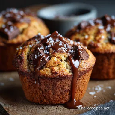 Salted Caramel Chocolate Chunk Muffins Recette de muffins moelleux au c&oelig;ur coulant Fiche recette