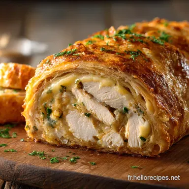 Pain au poulet et fromage : La recette du roul&eacute; farci moelleux au Comt&eacute; Fiche recette