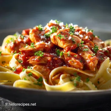 P&acirc;tes au poulet et sauce rouge La recette rag&ugrave; facile et r&eacute;confortante Fiche recette