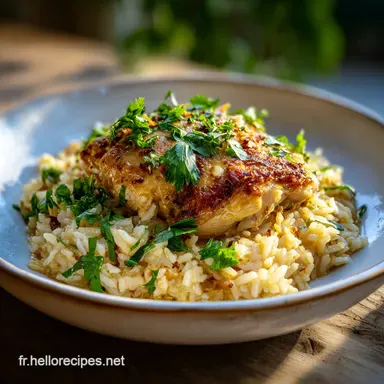 Poulet Cr&eacute;meux au Riz pour 4 en 30 Minutes Fiche recette