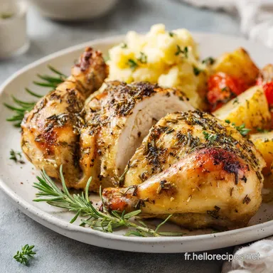 Poulet R&ocirc;ti aux Herbes pour 5: 1h 15 min Fiche recette