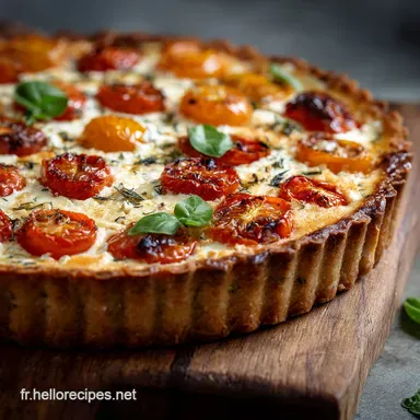 Quiche au ch&egrave;vre tomates confites et basilic : Recette proven&ccedil;ale Fiche recette