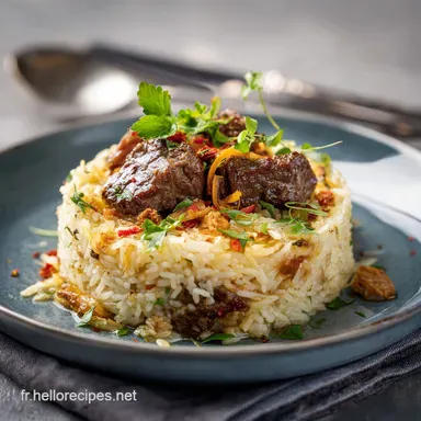 Riz &agrave; la viande Recette de Pilaf au B&oelig;uf Fondant style Bistrot Fiche recette