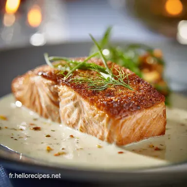 Saumon po&ecirc;l&eacute; parfait peau croustillante et sauce cr&eacute;meuse aneth Fiche recette