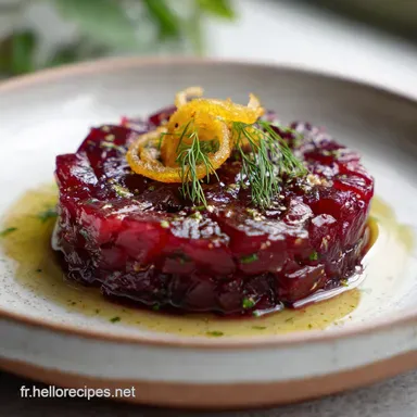 Tartare Betteraves Orange : L&Eacute;l&eacute;gance V&eacute;g&eacute;tale R&ocirc;tie et Sanguine Fiche recette