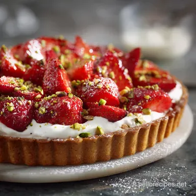 Tarte aux fraises et pistaches Recette facile avec cr&egrave;me intense Fiche recette