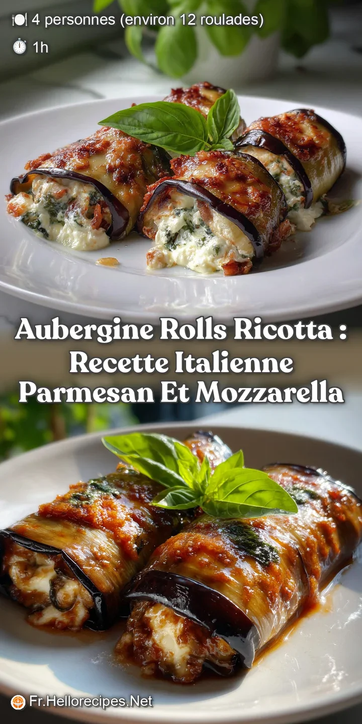 Aubergine Rolls Ricotta : Recette Italienne Parmesan et Mozzarella