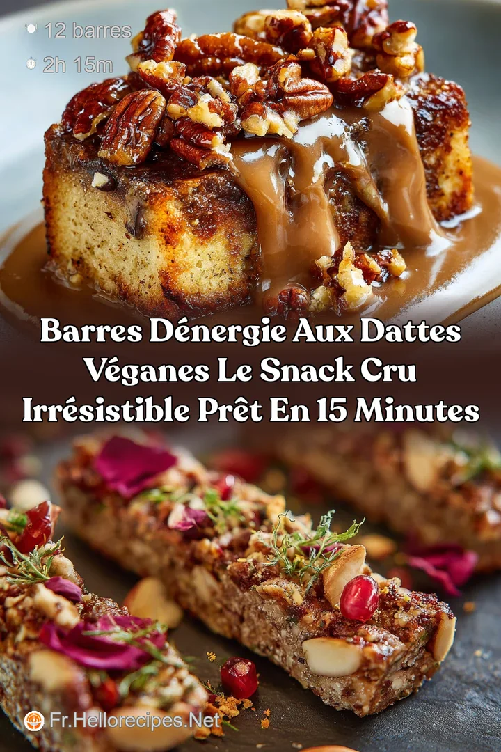Barres d&eacute;nergie aux dattes v&eacute;ganes Le snack cru irr&eacute;sistible pr&ecirc;t en 15 minutes