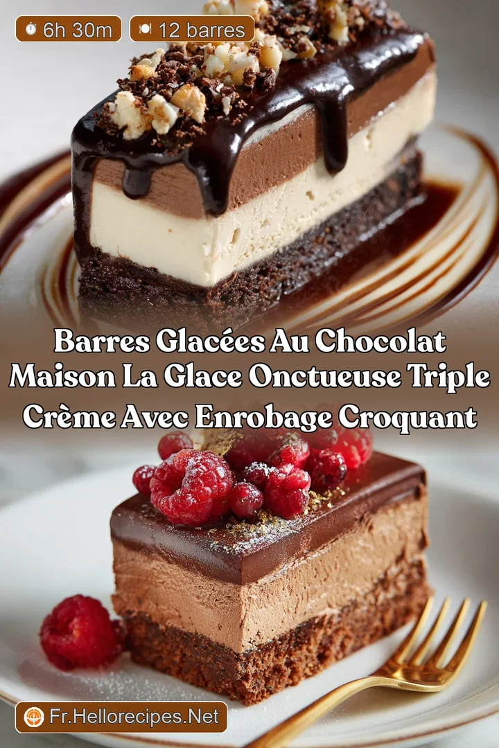 Barres glac&eacute;es au chocolat maison la glace onctueuse Triple Cr&egrave;me avec enrobage croquant