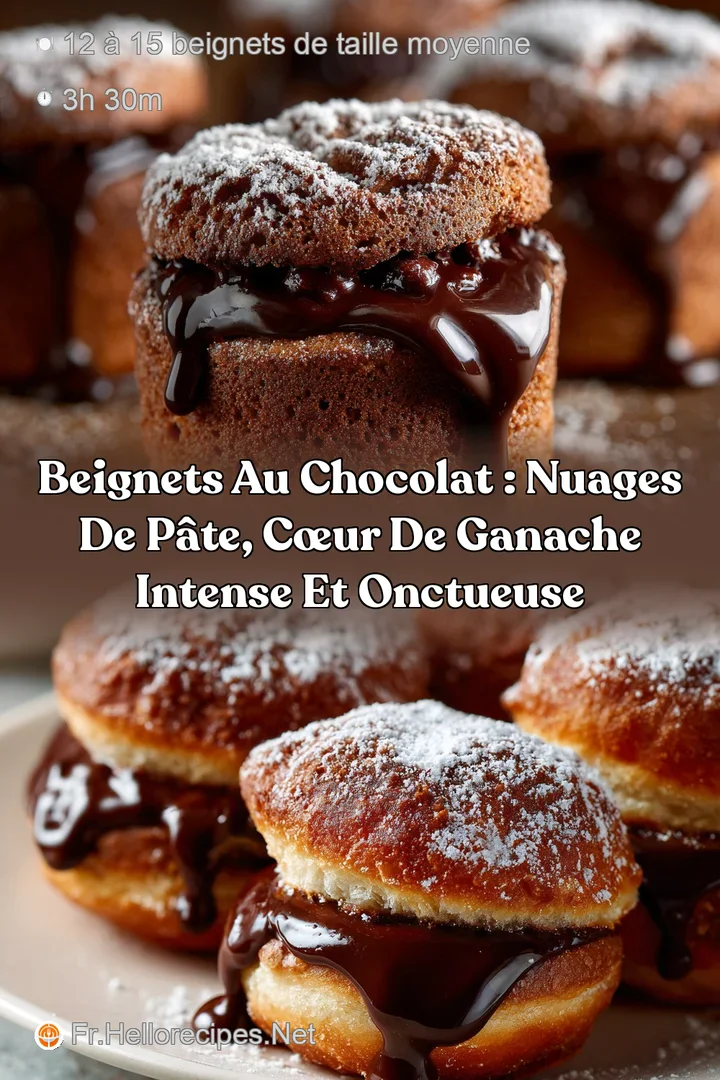 Beignets au chocolat : Nuages de p&acirc;te c&oelig;ur de ganache intense et onctueuse