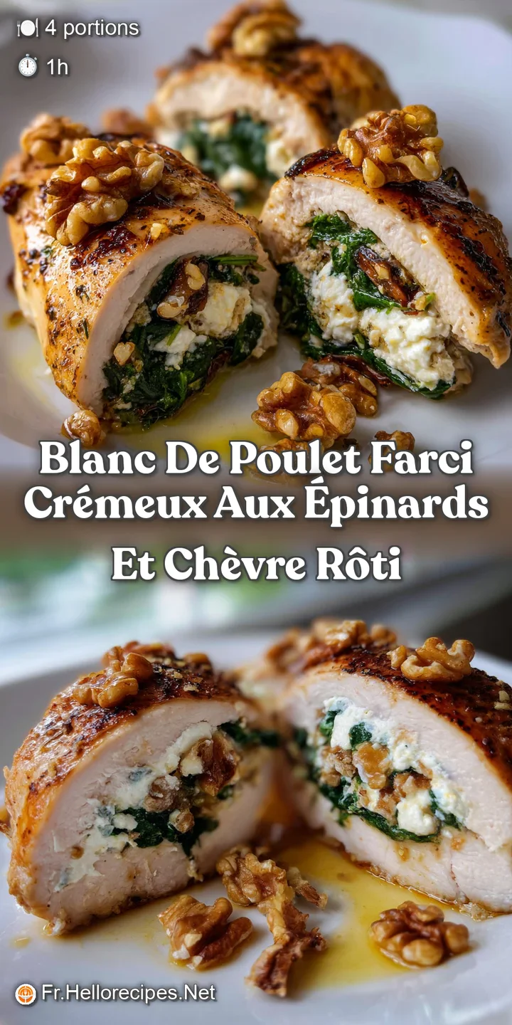 Blanc de Poulet Farci Cr&eacute;meux aux &Eacute;pinards et Ch&egrave;vre R&ocirc;ti