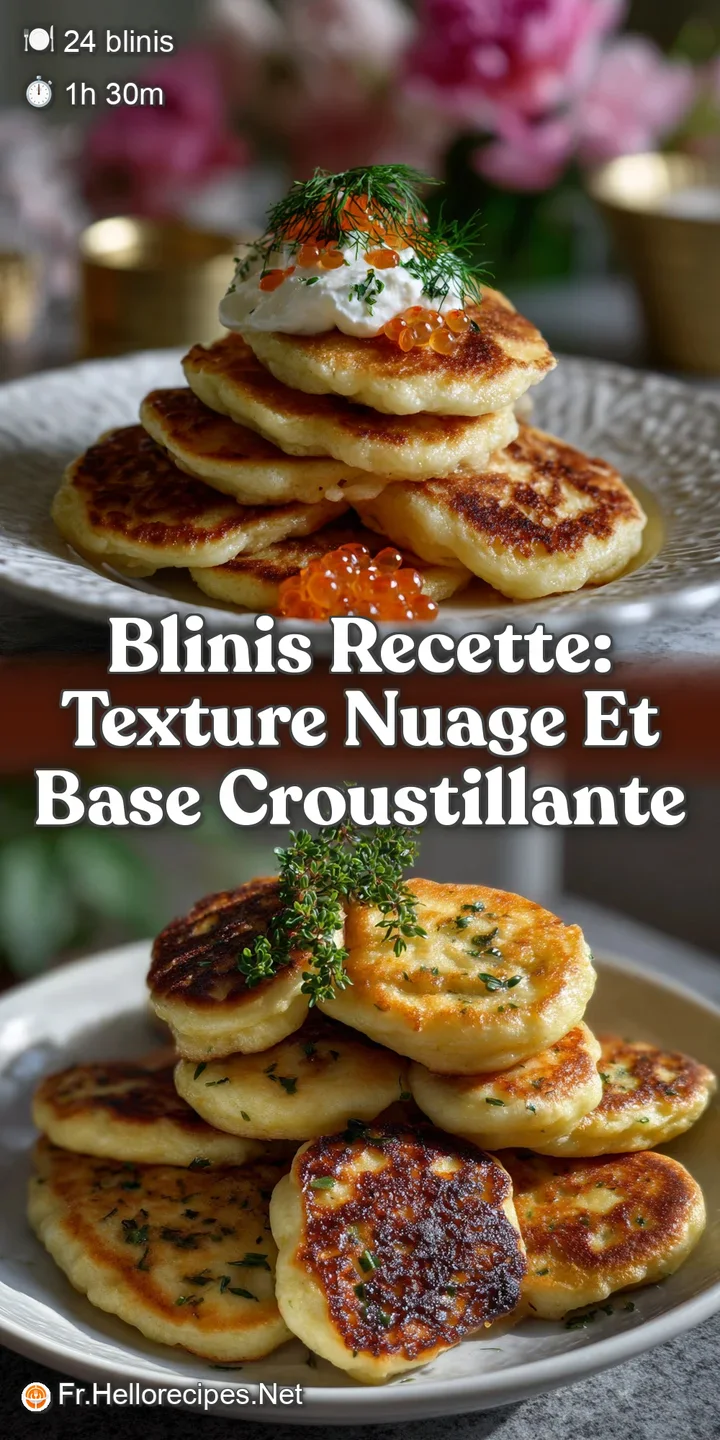 Close-up of a warm, slightly puffed blini revealing a soft, airy interior. The golden surface is speckled with tiny bubbles.