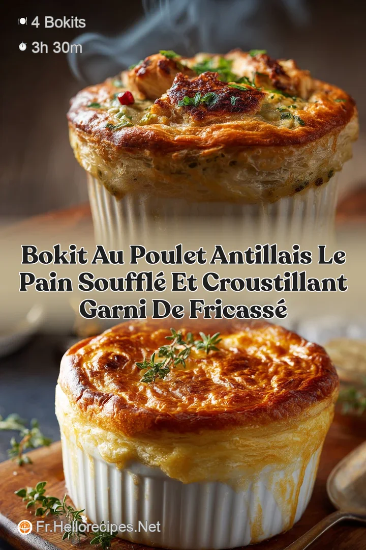 Bokit Au Poulet Antillais Le pain souffl&eacute; et croustillant garni de fricass&eacute;