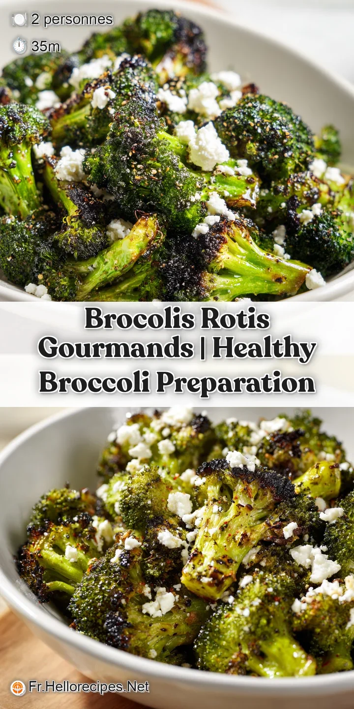 Gros plan sur des sommit&eacute;s de brocolis grill&eacute;es et croustillantes, napp&eacute;es de feta fondante et de grains de poivre noir.
