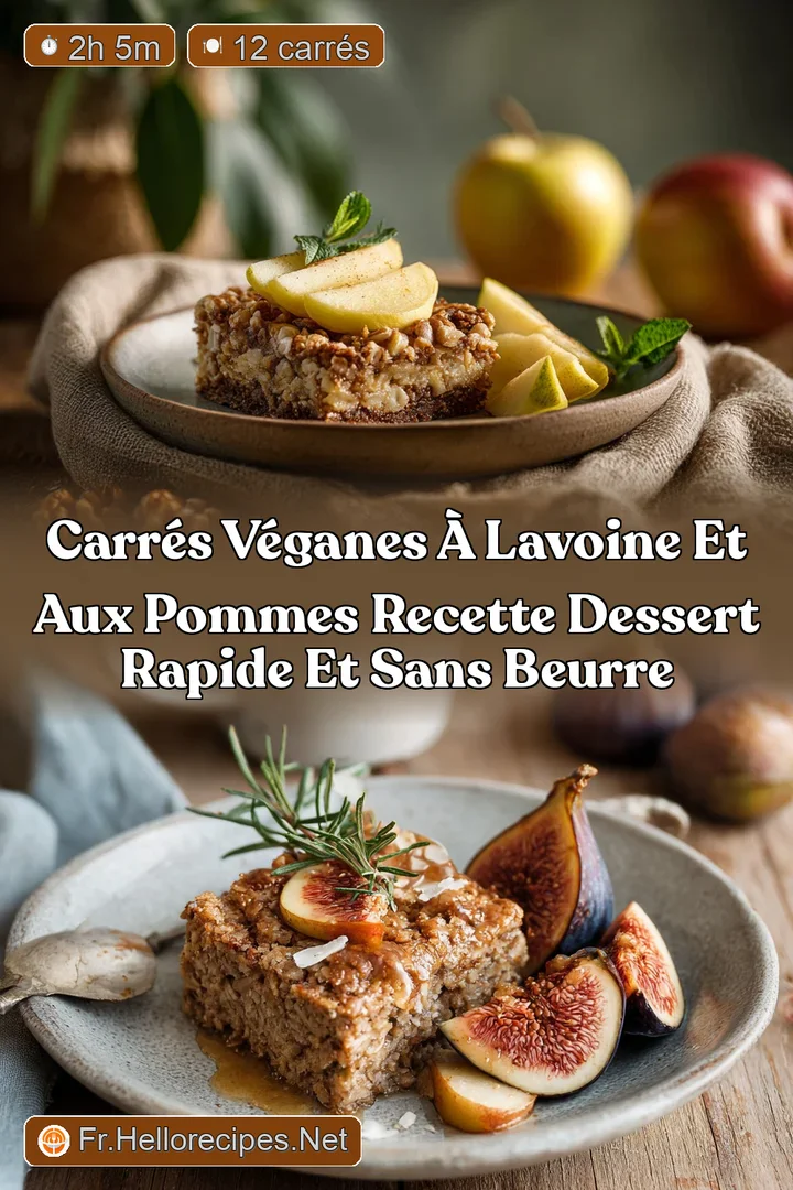Carr&eacute;s v&eacute;ganes &agrave; lavoine et aux pommes Recette dessert rapide et sans beurre