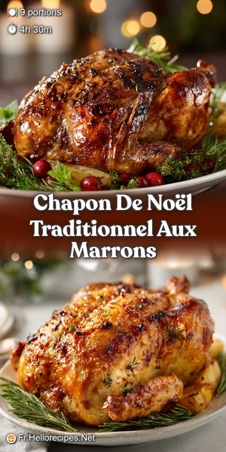 Close-up shot of roasted capon skin, deeply browned & crisp, with visible herb sprigs and a glistening, savory surface.