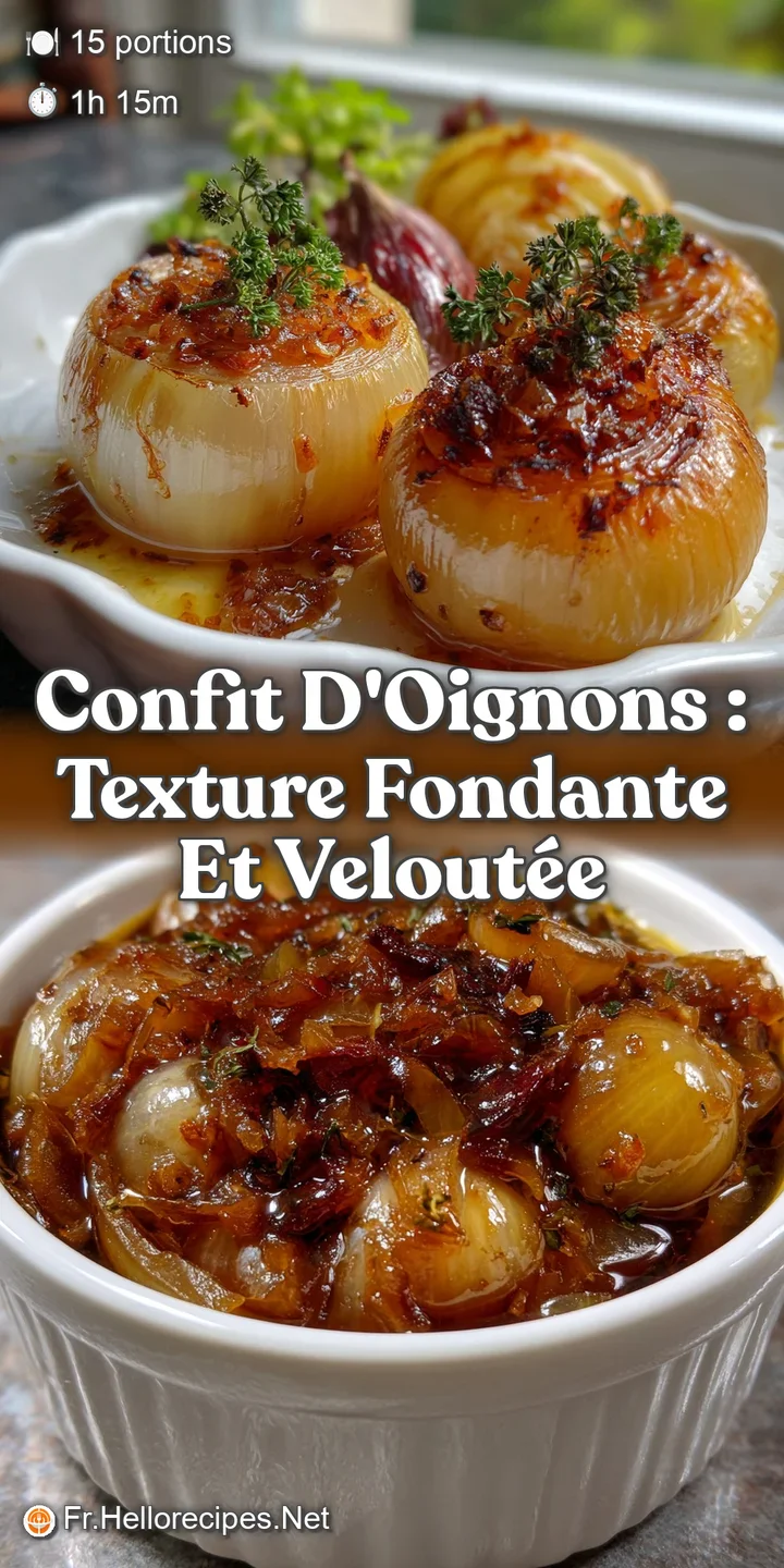 Close-up of caramelized onions in varying shades of brown. The soft, translucent texture is highlighted by a glistening, r...