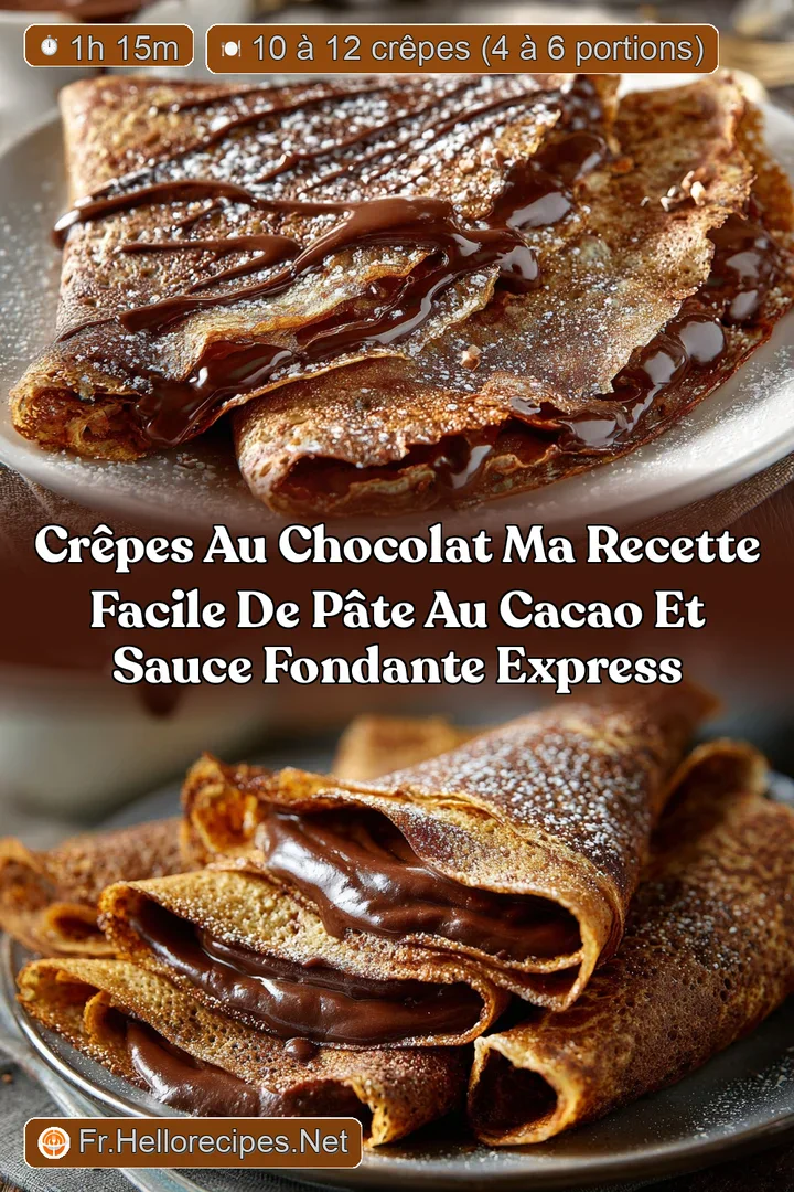 Cr&ecirc;pes au chocolat Ma recette facile de p&acirc;te au cacao et sauce fondante express