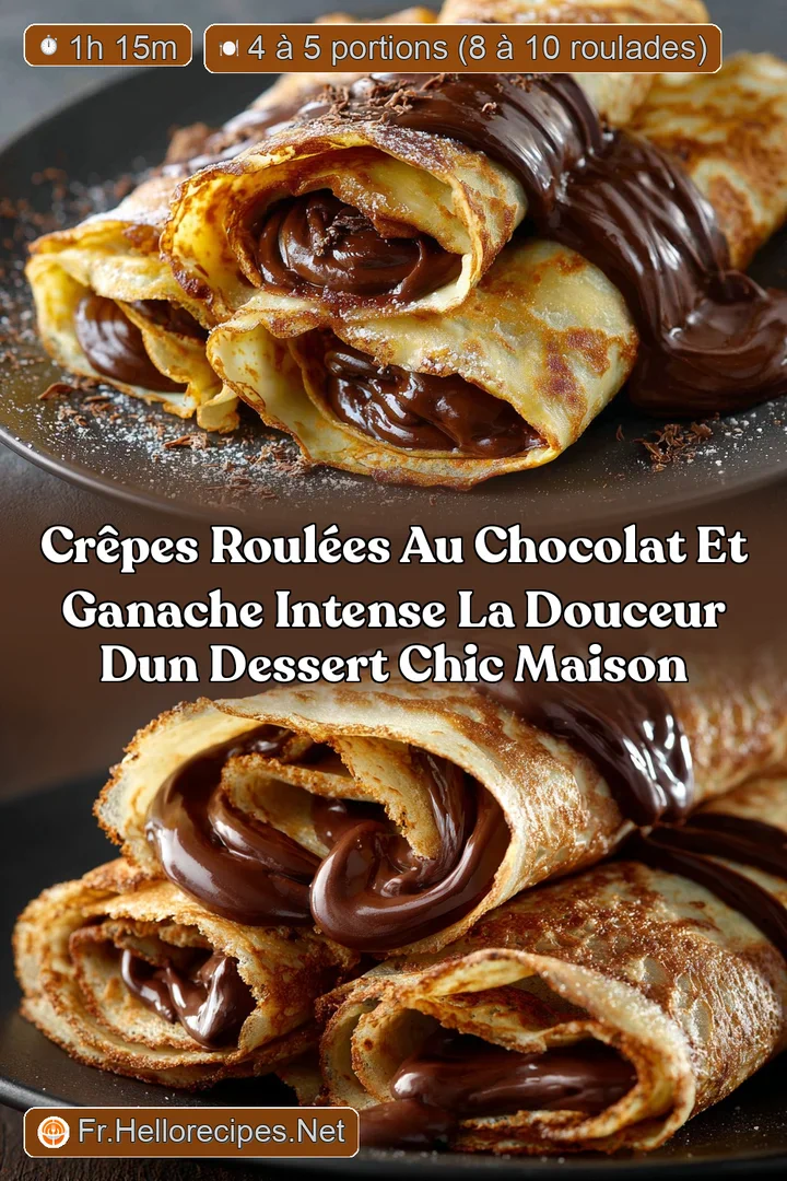 Cr&ecirc;pes roul&eacute;es au chocolat et ganache intense La douceur dun dessert chic maison