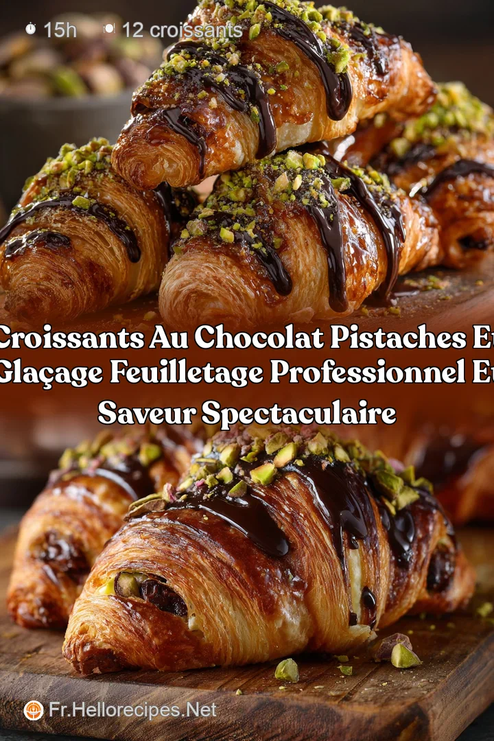 Croissants au Chocolat Pistaches et Gla&ccedil;age Feuilletage professionnel et saveur spectaculaire