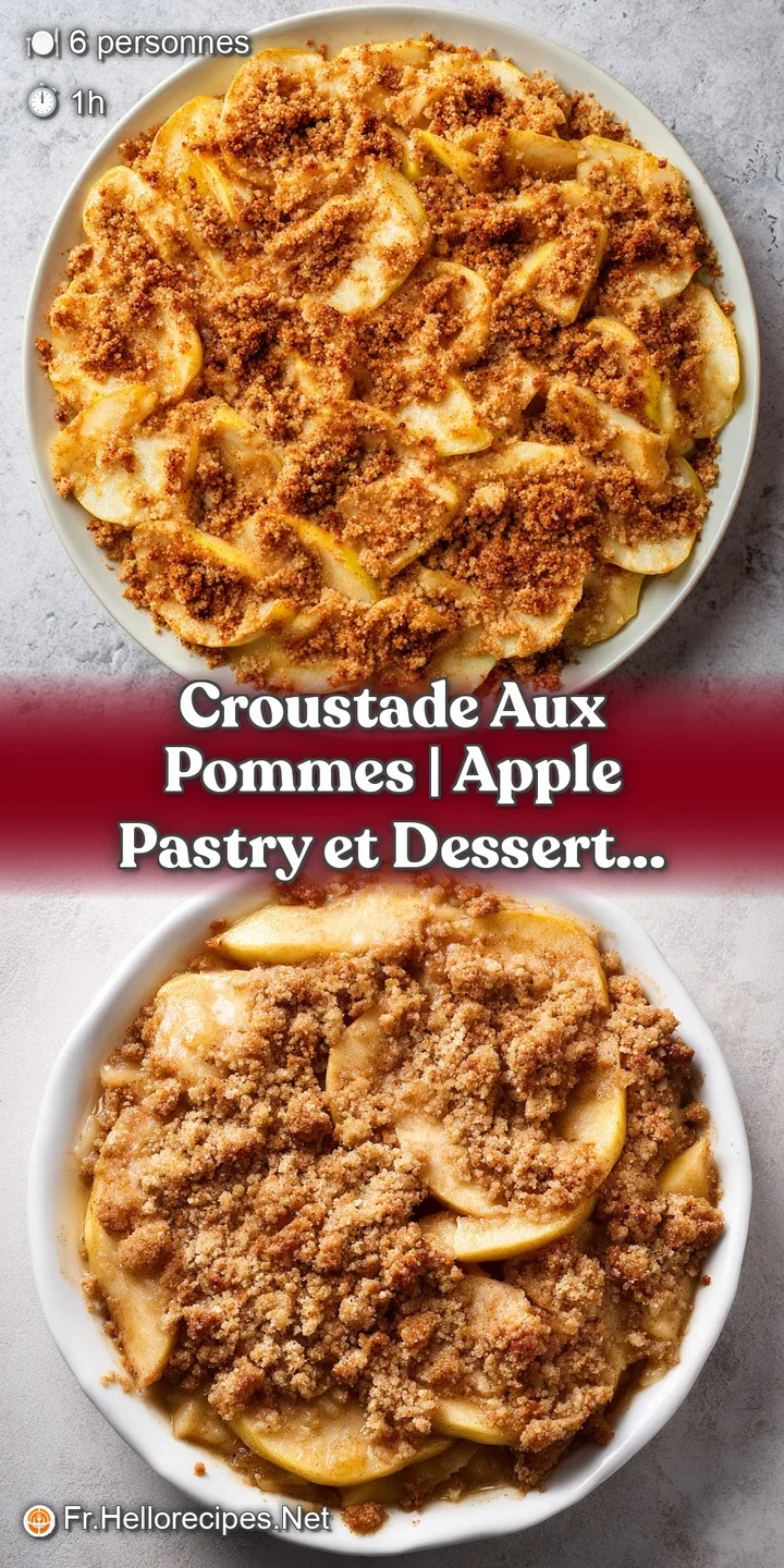 Gros plan sur une cro&ucirc;te dor&eacute;e et friable laissant appara&icirc;tre des morceaux de pommes tendres et brillantes.