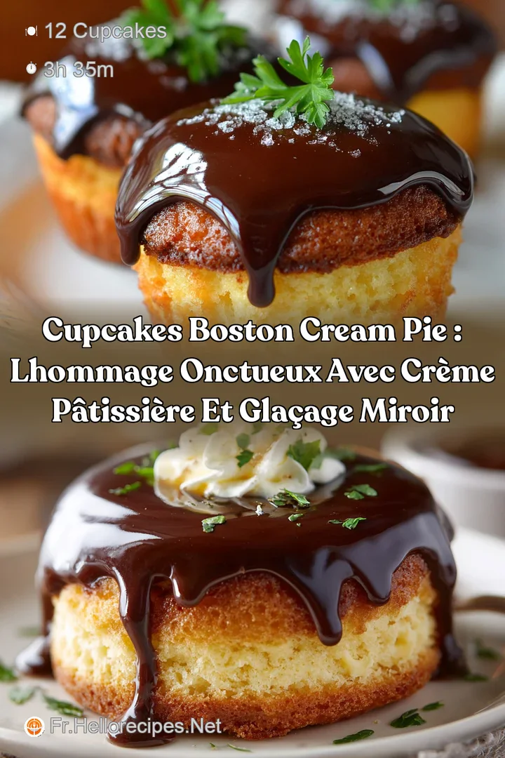 Cupcakes Boston Cream Pie : LHommage onctueux avec Cr&egrave;me P&acirc;tissi&egrave;re et Gla&ccedil;age Miroir